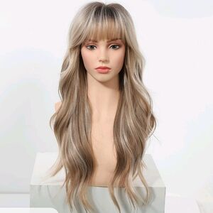 Loni Long Layered Blonde Wig with Bangs - Natural Blonde